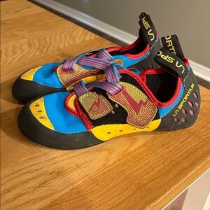 La Sportiva Oxygym Climbing Gym Shoe Blue Red Yellow Size 8.5 10NBR EUR 41